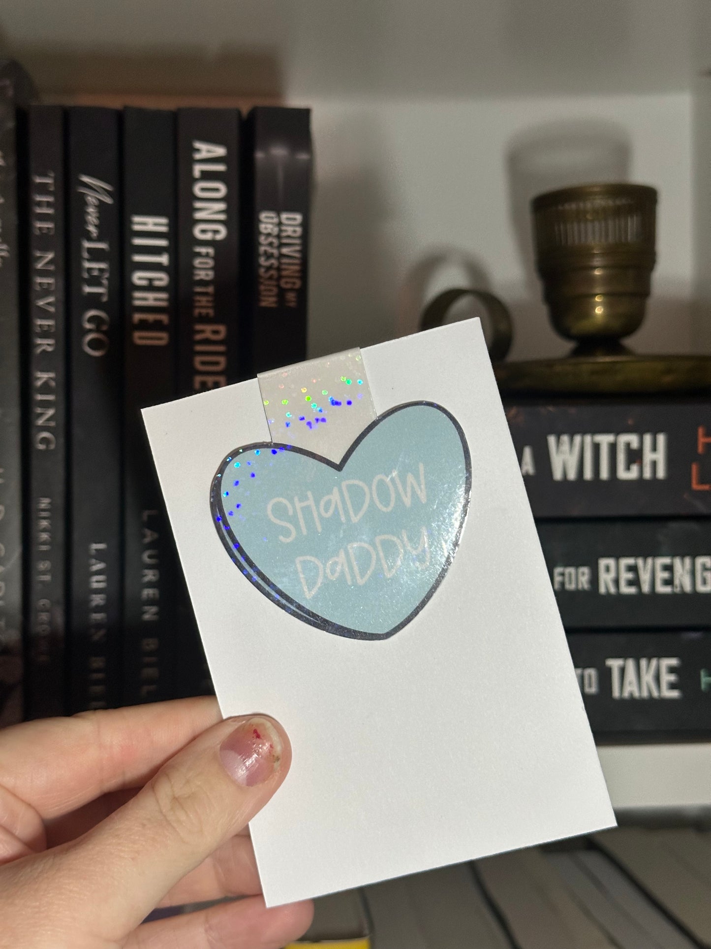 Blue candy heart magnetic bookmark