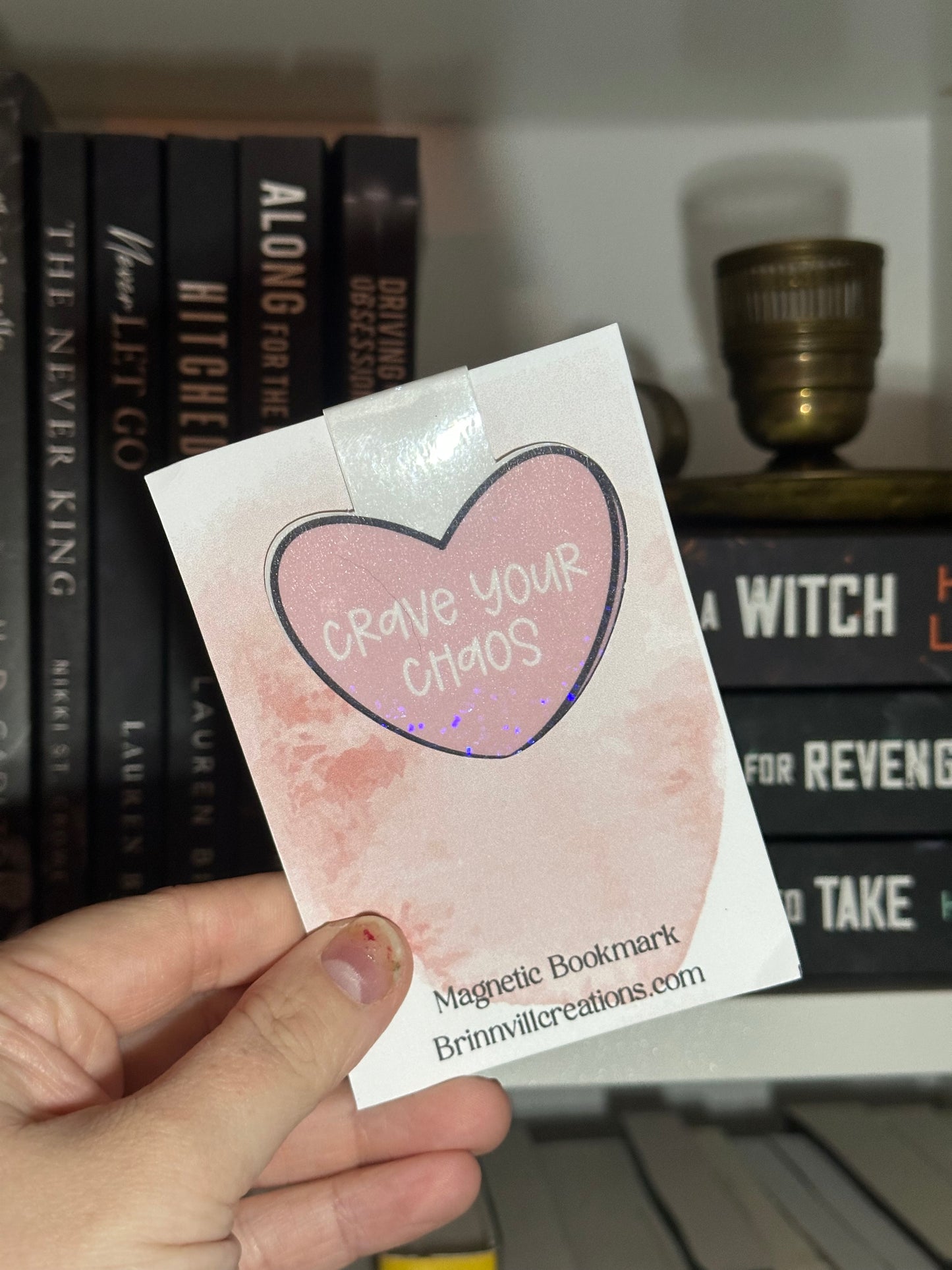 Pink candy heart magnetic bookmark