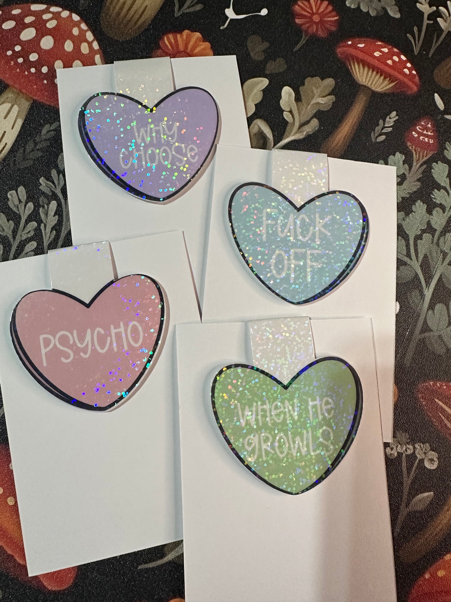 Pink candy heart magnetic bookmark