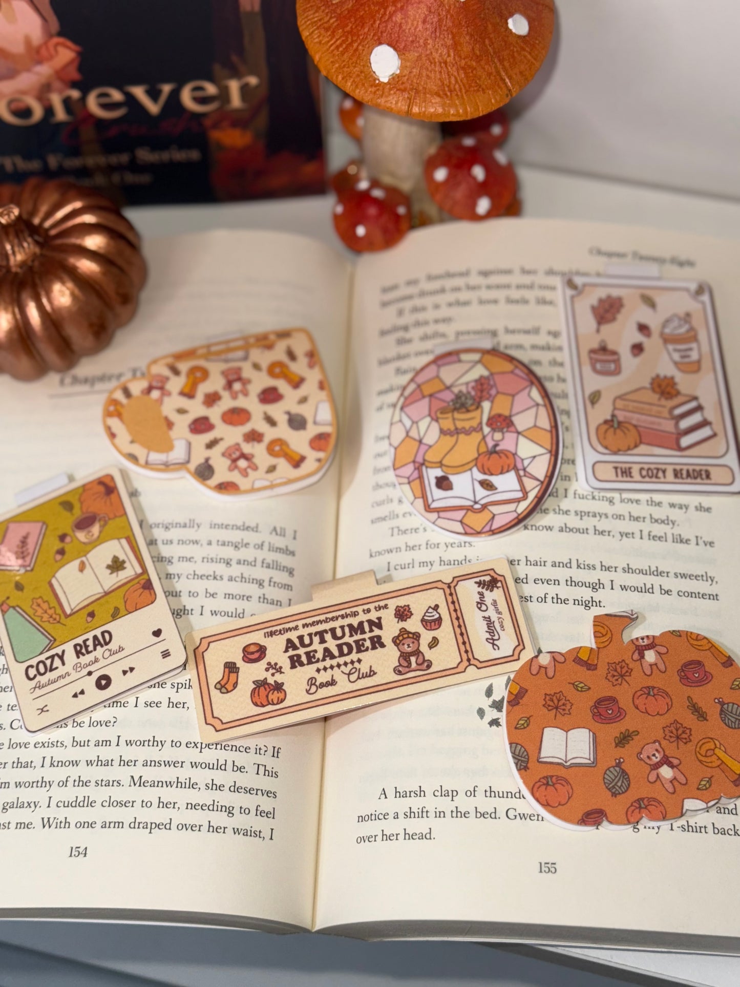 Cozy stained glass magnetic bookmark