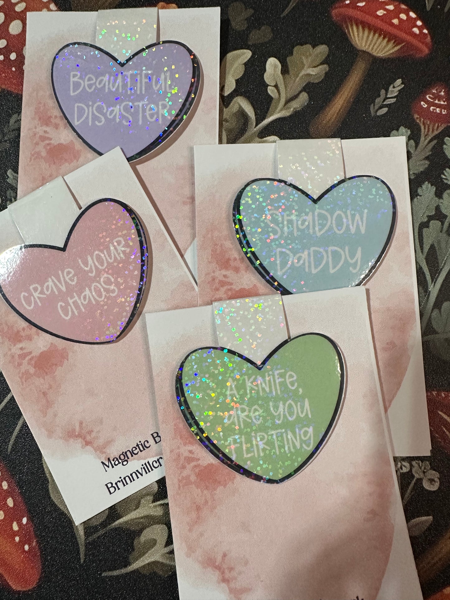 Green candy heart magnetic bookmark