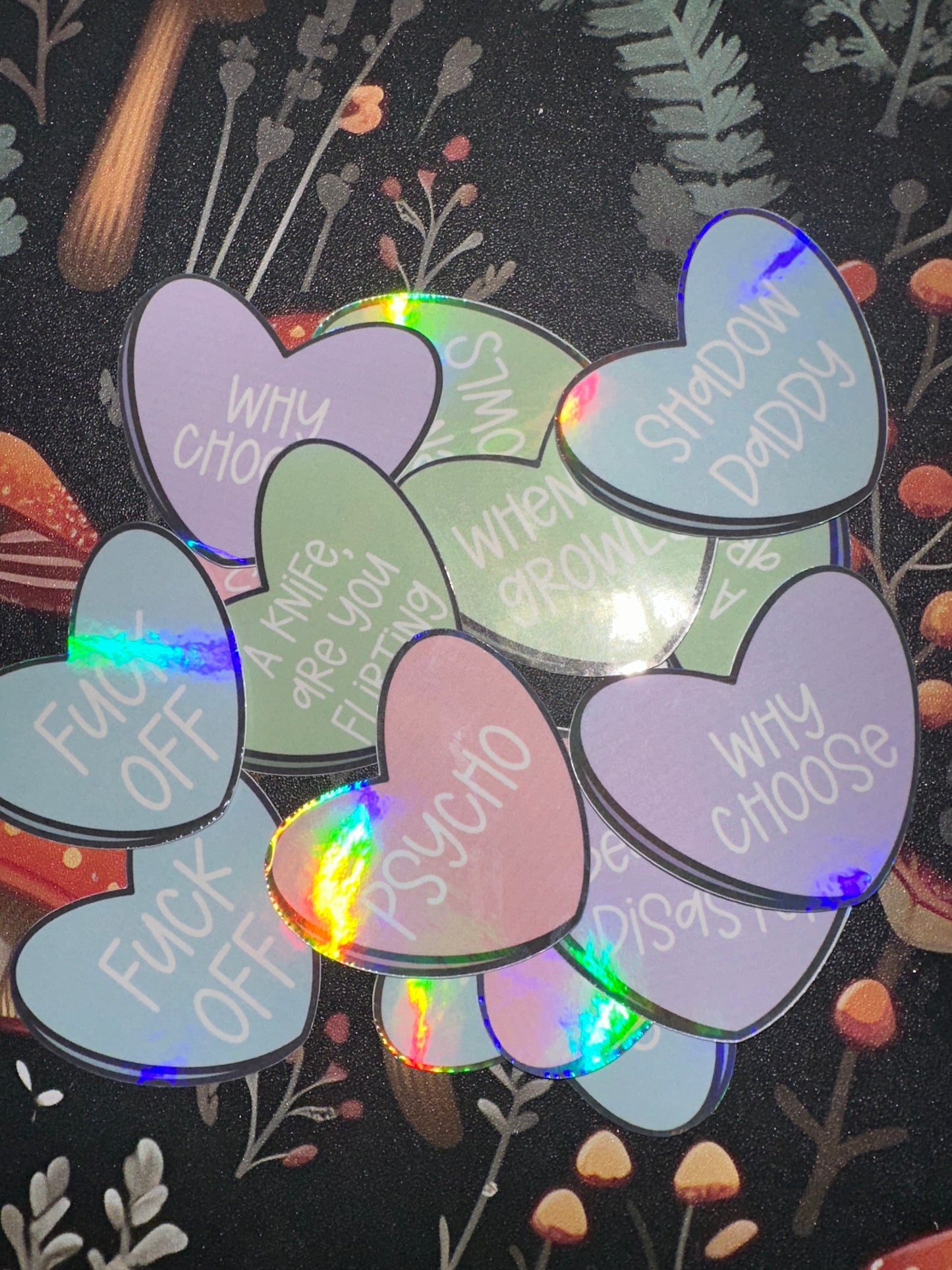 A knife candy heart sticker