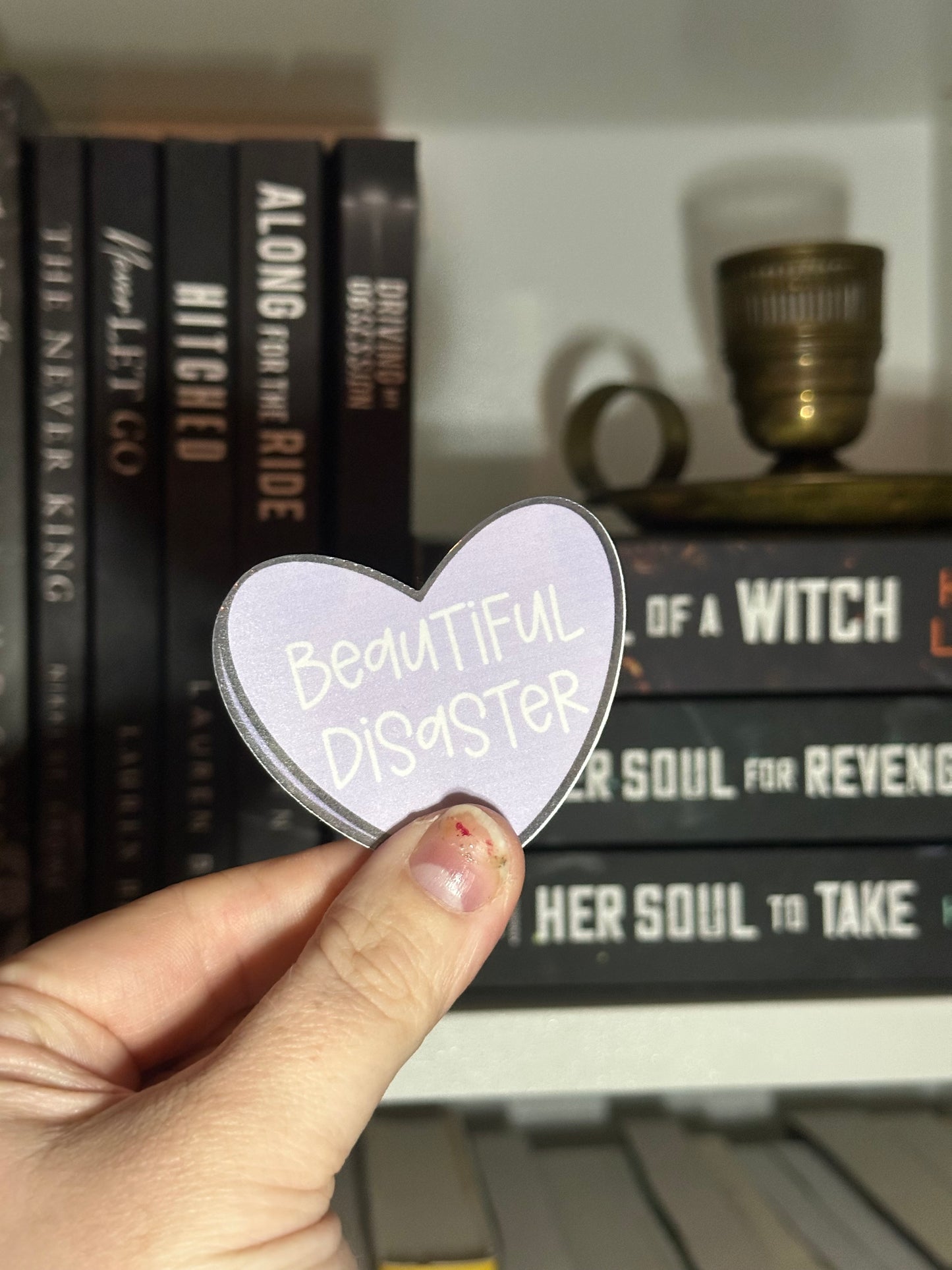 Beautiful disaster candy heart sticker
