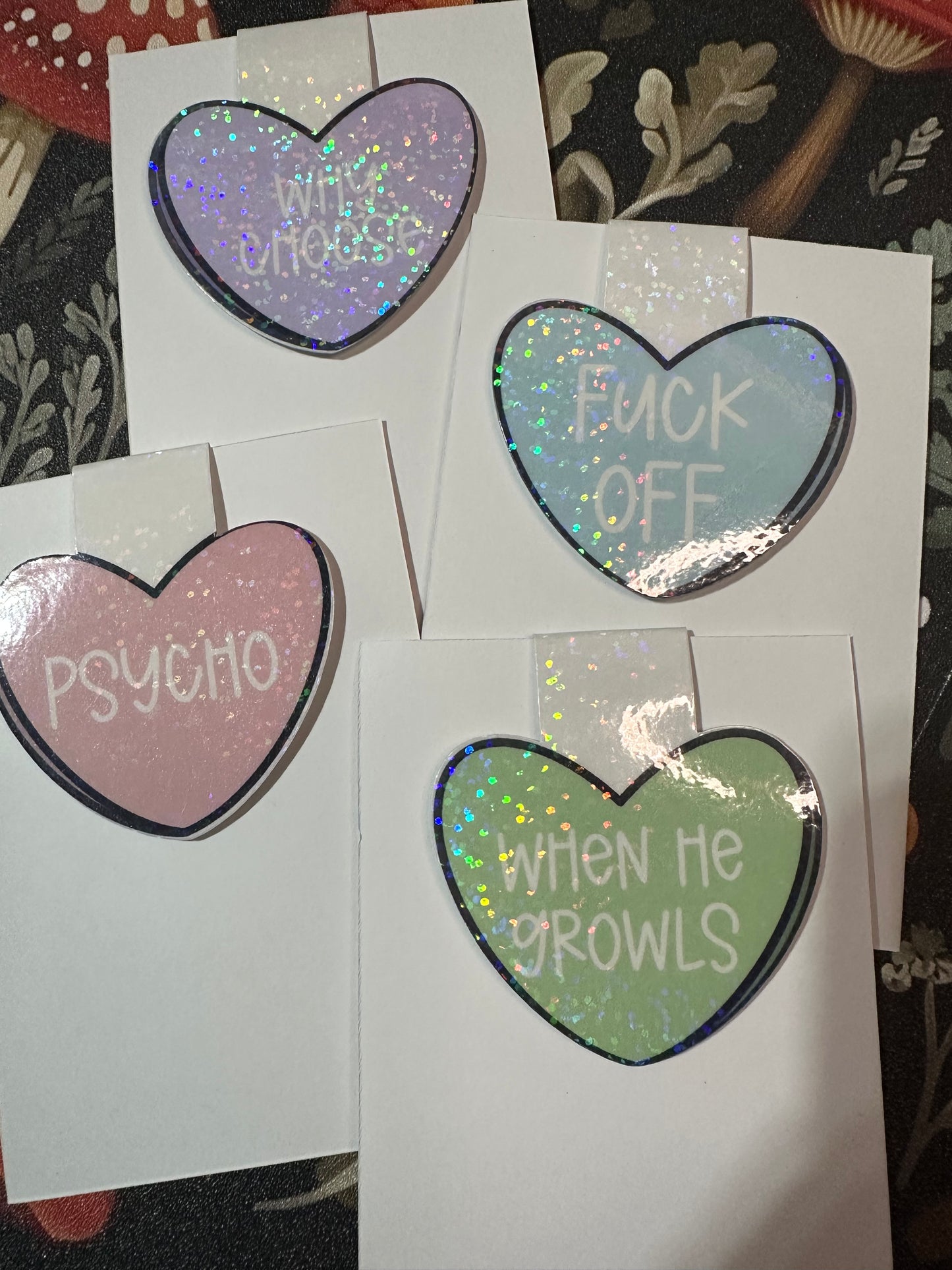 Green candy heart magnetic bookmark