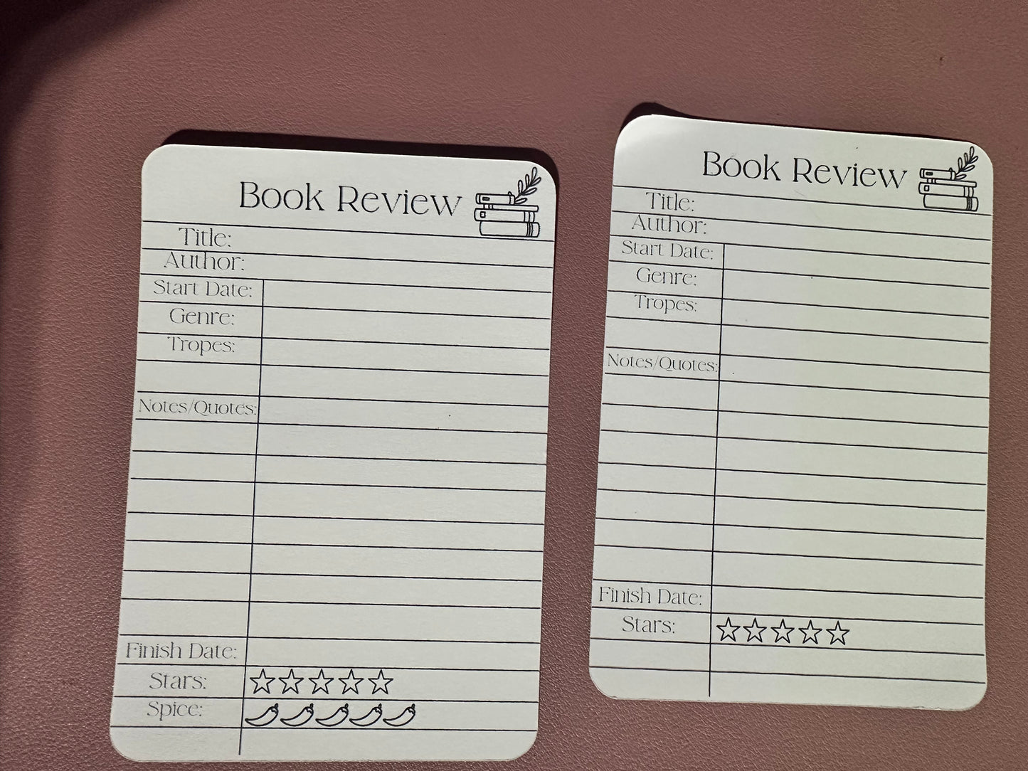 Book review sheets