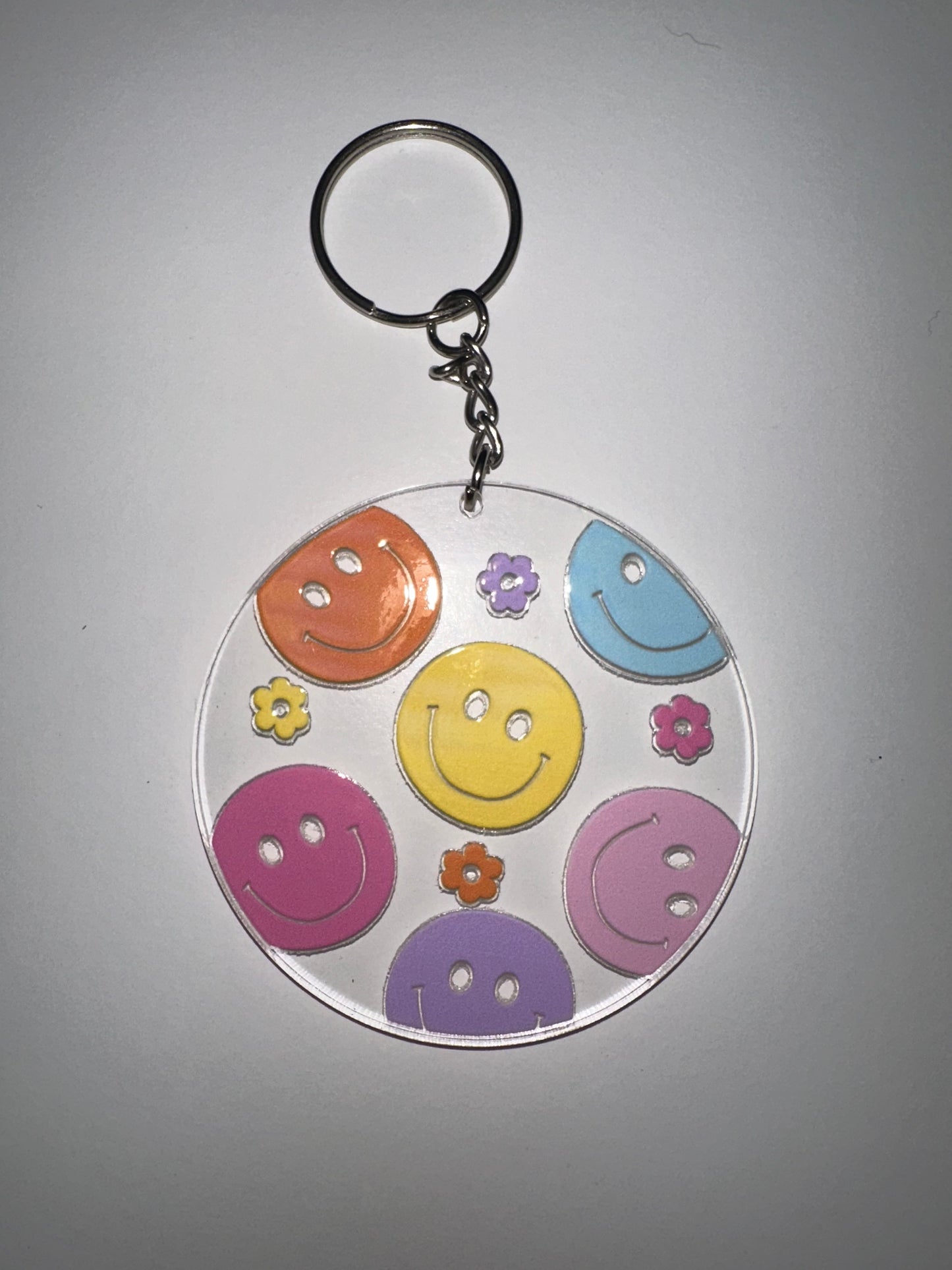 Rainbow Smiley Keychain